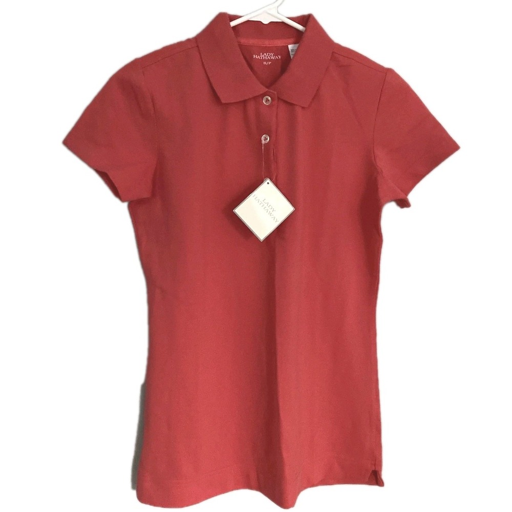 Lady Hathaway Polo Shirt Womens S Red Short Sleeve Stretch Cotton Pique Golf NWT